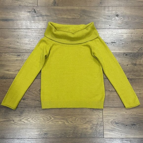ANTHROPOLOGIE Sweater Sz Small $119‎ Soft Shelby Off Shoulder Mustard Yellow Top - Picture 1 of 12